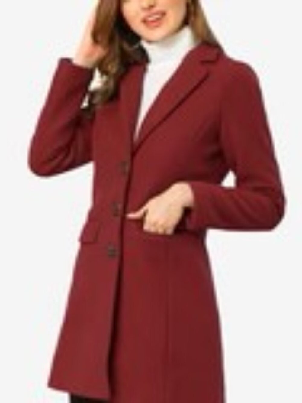 Notched Lapel Single Breasted Outwear Pea Coat